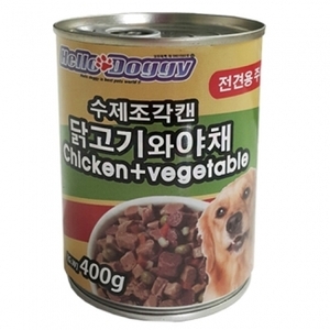 헬로도기 수제조각캔 닭고기와 야채400g(주식캔)