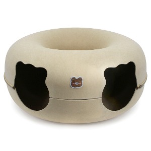[펫츠몬]고양이용 도넛형 원 홀 펠트 터널 숨숨하우스(더블홀베이지L/60cm)(인터넷26690원미만 판매금지)(품절)