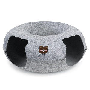 [펫츠몬]고양이용 도넛형 원 홀 펠트 터널 숨숨하우스(더블홀그레이M/50cm)(인터넷17850원미만 판매금지)